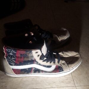 Vans High-Top Sneakers - Red and Black Plaid